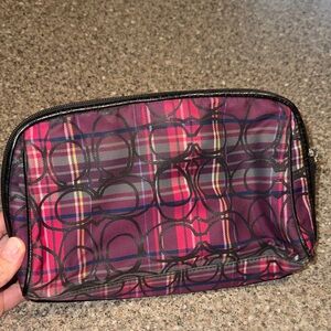 Coach tartan poppy plaid cosmetic case makeup bag